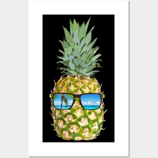 Pineapple in sunglasses Posters and Art